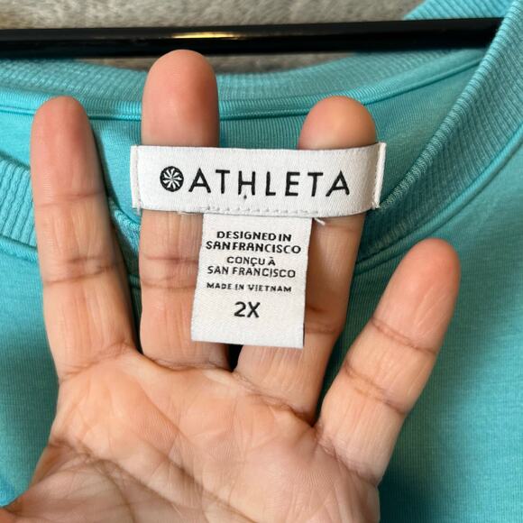 Athleta Santorini Cinch‎ Dress Sz 2X Athleisure Athletic Gulf Green Blue - Picture 8 of 8